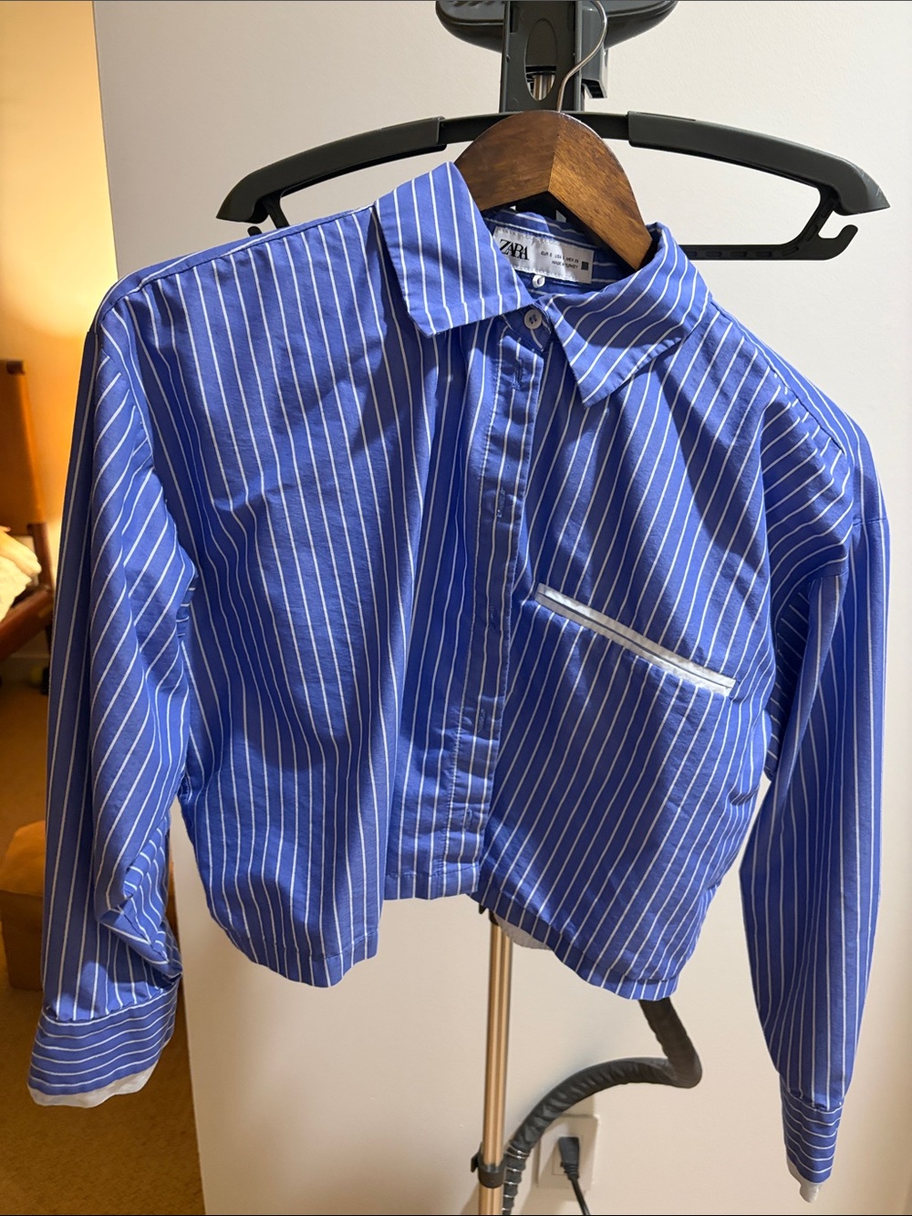 Zara Blue & White Pinstripe Button-Down Shirt